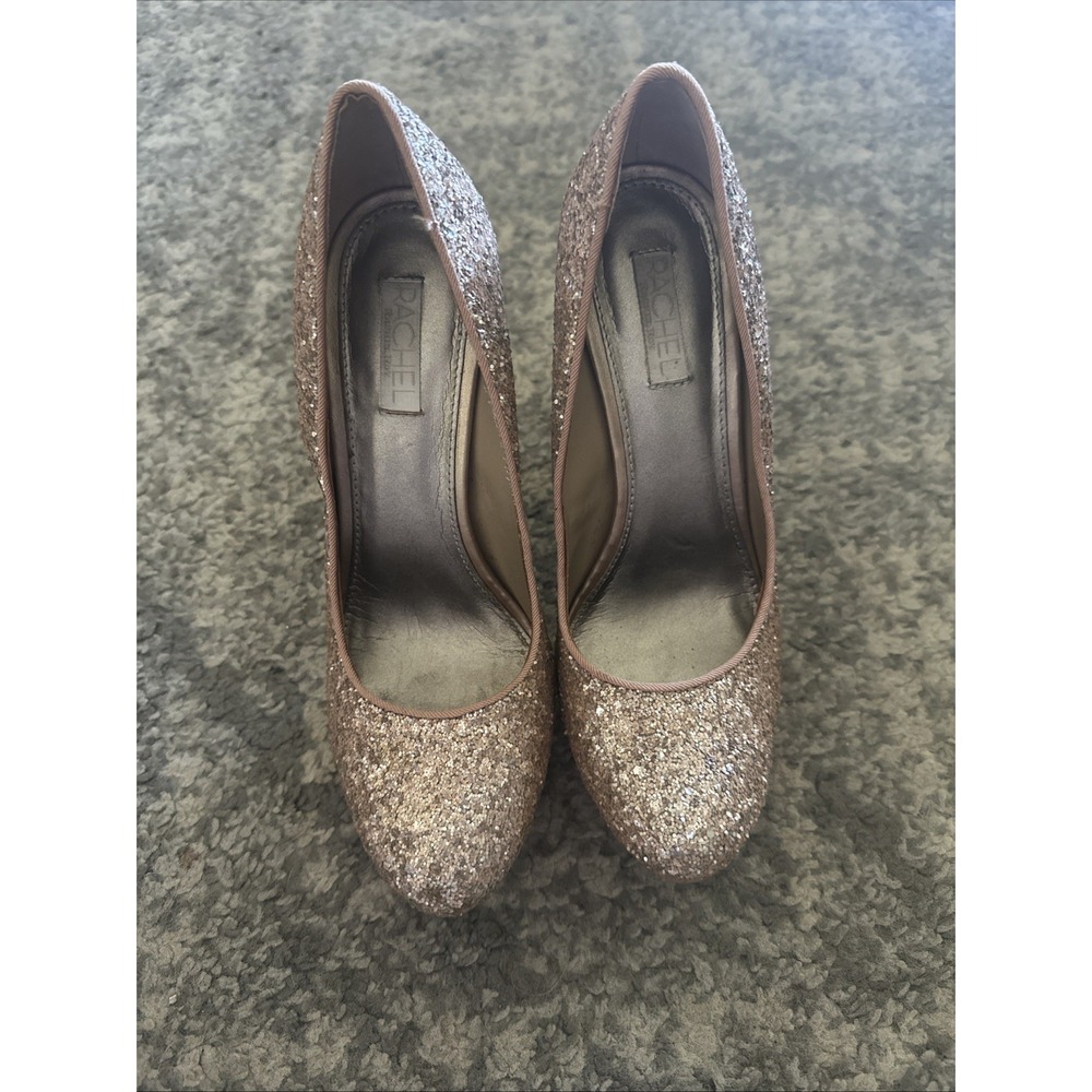 RACHEL ROY RFKEEDAN SZ 7 ROSE GOLD GLITTER SPARKLE PLATFORM 5.5"HEEL 1" PLATFORM